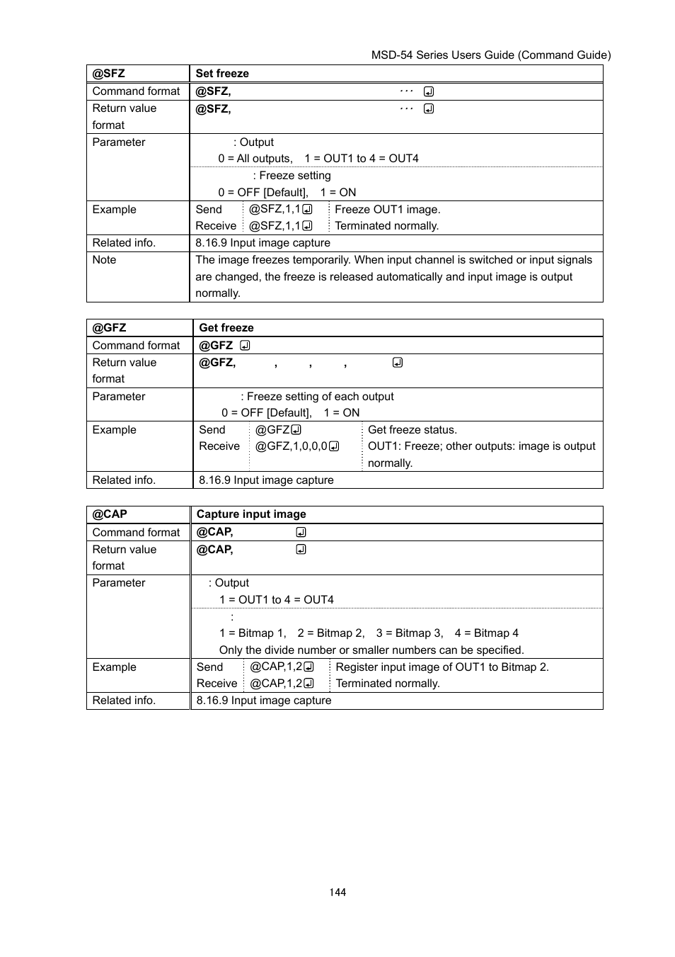 IDK MSD-54 Series Command Guide User Manual | Page 144 / 153