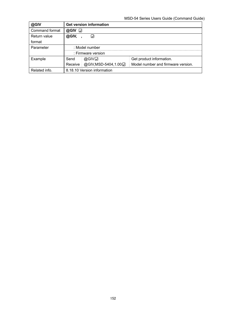 IDK MSD-54 Series Command Guide User Manual | Page 152 / 153