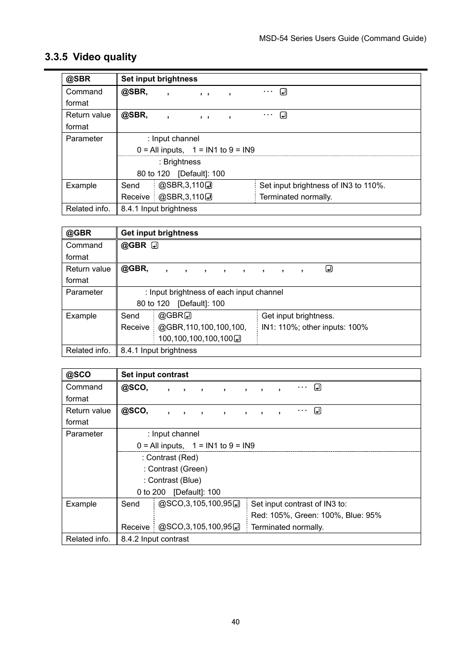 5 video quality | IDK MSD-54 Series Command Guide User Manual | Page 40 / 153