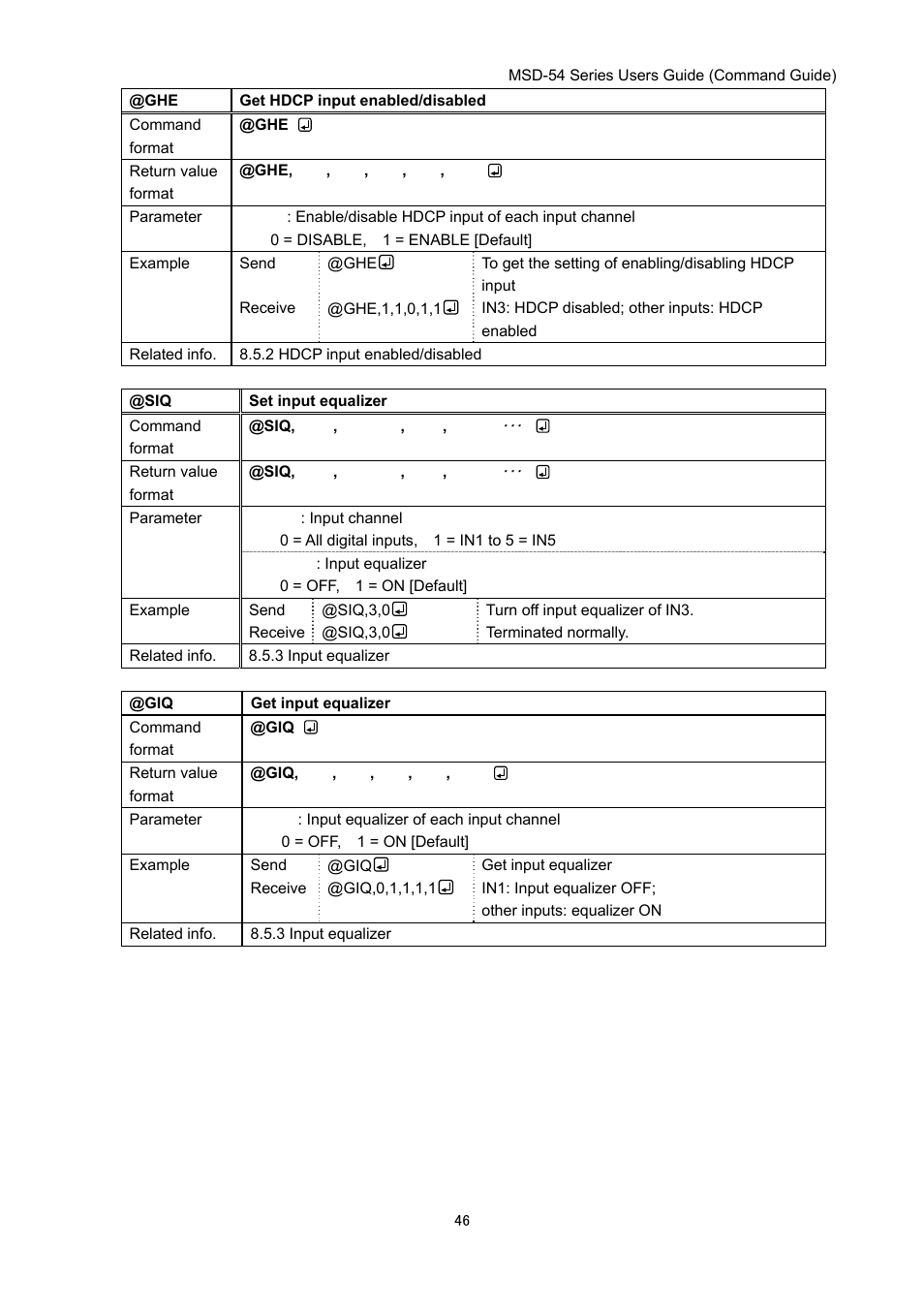 IDK MSD-54 Series Command Guide User Manual | Page 46 / 153