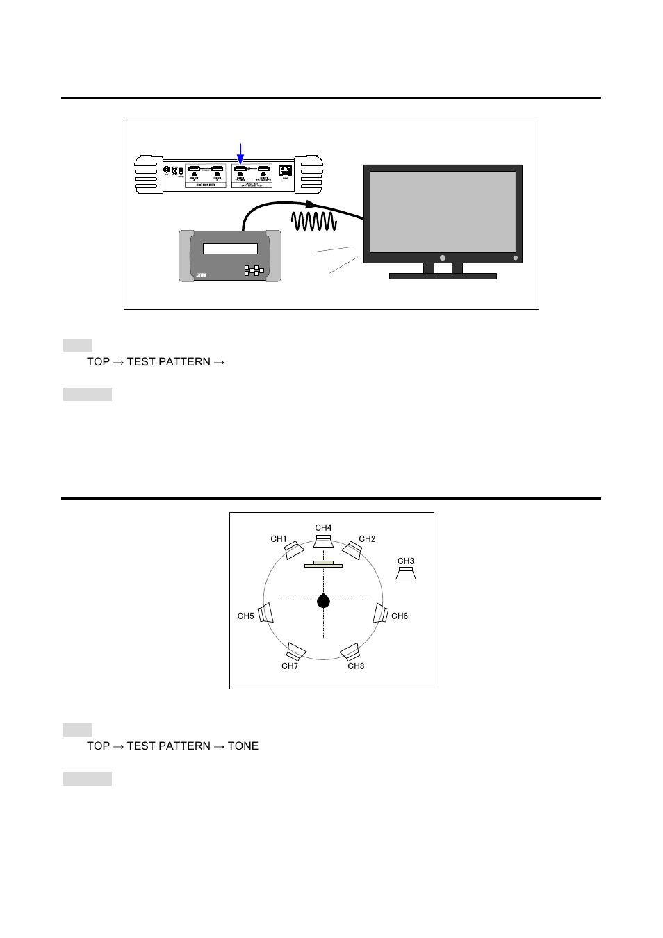 7 selecting test tone, 8 test tone: output channel, Selecting test tone | Test tone: output channel | IDK GF-100 User Manual | Page 43 / 63