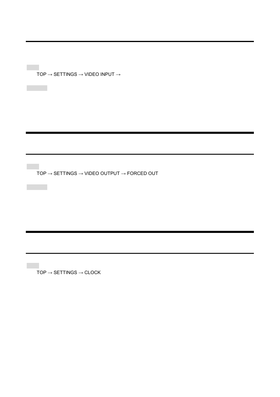 4 input bus reset time, 2 sink test connector, 1 outputting signals forcibly | 3 system clock, 1 setting current time of the gf-100, Input bus reset time, Sink test connector, Outputting signals forcibly, System clock, Setting current time of the gf-100 | IDK GF-100 User Manual | Page 56 / 63