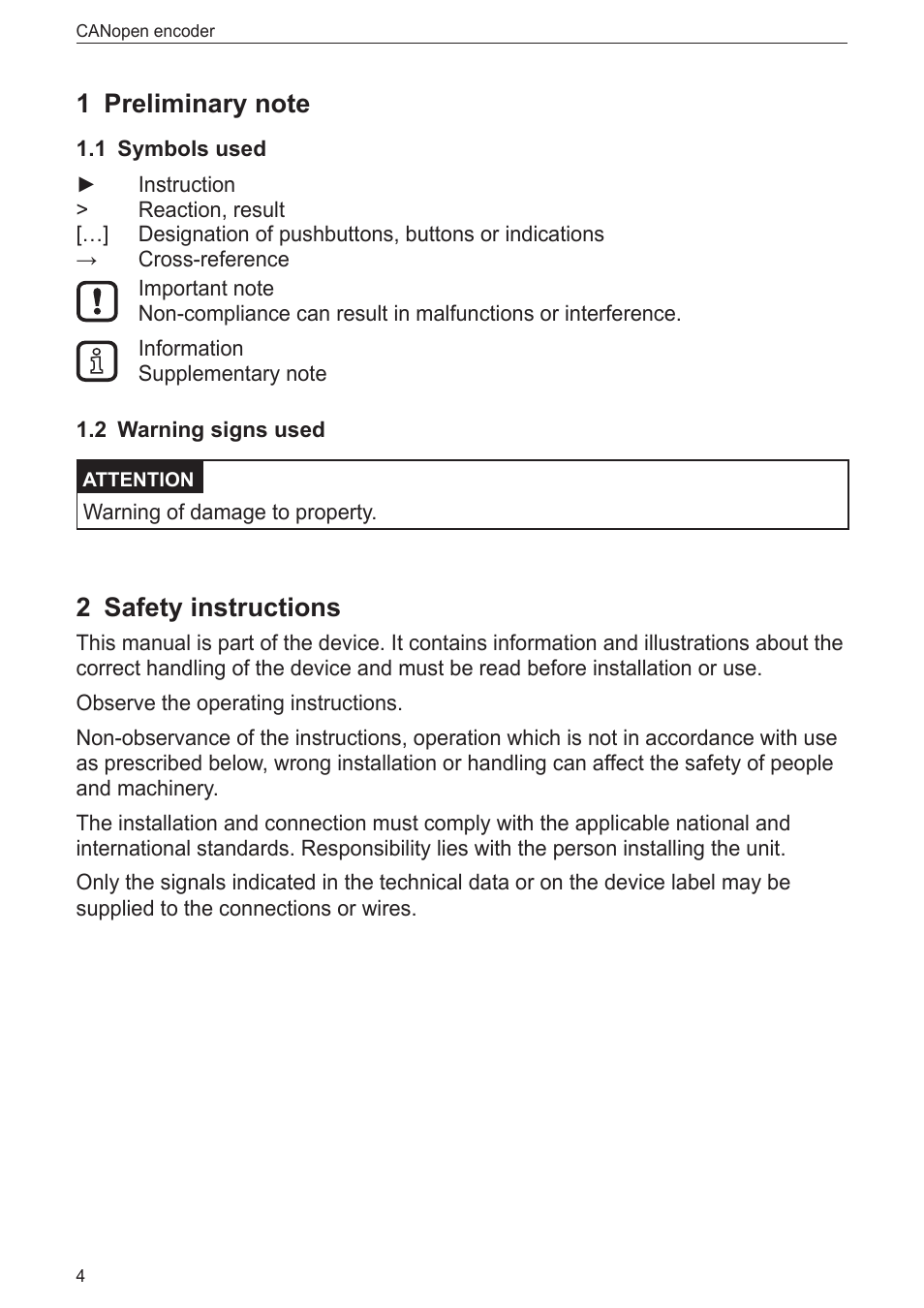 1 preliminary note, 1 symbols used, 2 warning signs used | 2 safety instructions, Safety instructions 2 | ifm electronic RN7003 User Manual | Page 4 / 25