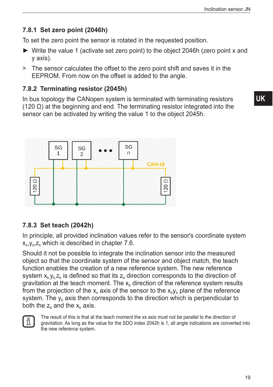 1 set zero point (2046h), 2 terminating resistor (2045h), 3 set teach (2042h) | ifm electronic JN2100 v.2.0 User Manual | Page 19 / 25