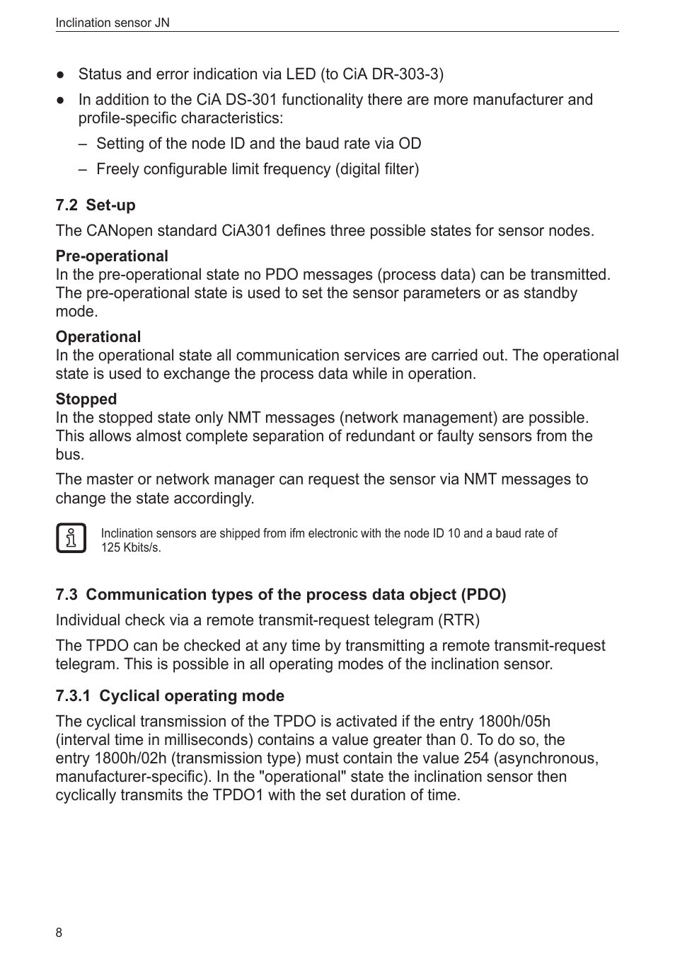 2 set-up, 1 cyclical operating mode | ifm electronic JN2100 v.2.0 User Manual | Page 8 / 25