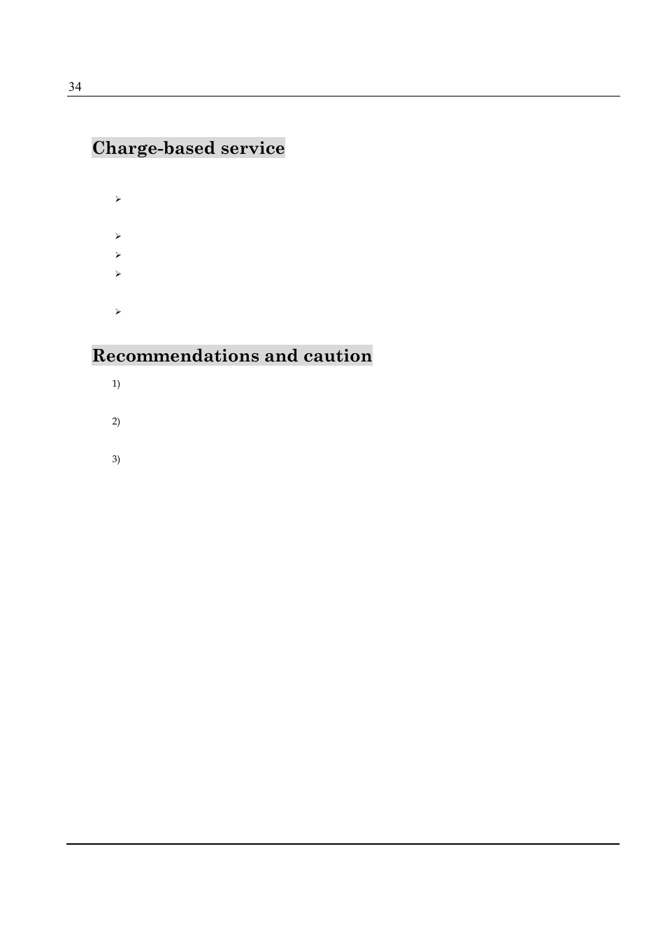 Charge-based service, Recommendations and caution, The following services are charge-based | Problems caused by software, Damage caused by natural disaster | ILS ILS15R User Manual | Page 40 / 41