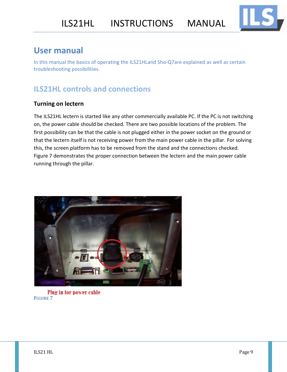 Ils21hl instructions manual, User manual, Ils21hl controls and connections | ILS ILS21H User Manual | Page 10 / 31