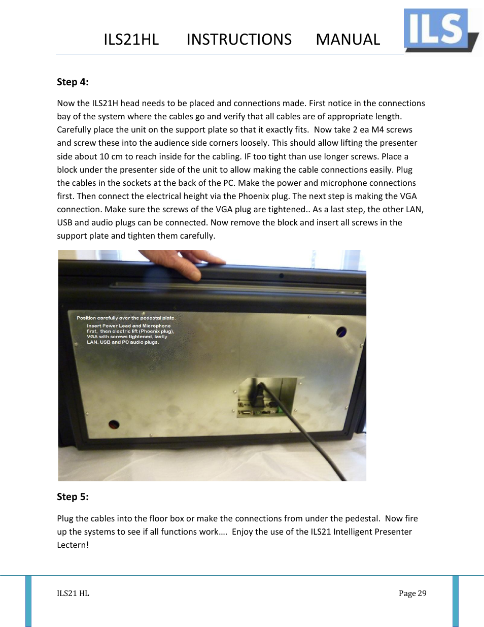 Ils21hl instructions manual | ILS ILS21H User Manual | Page 30 / 31