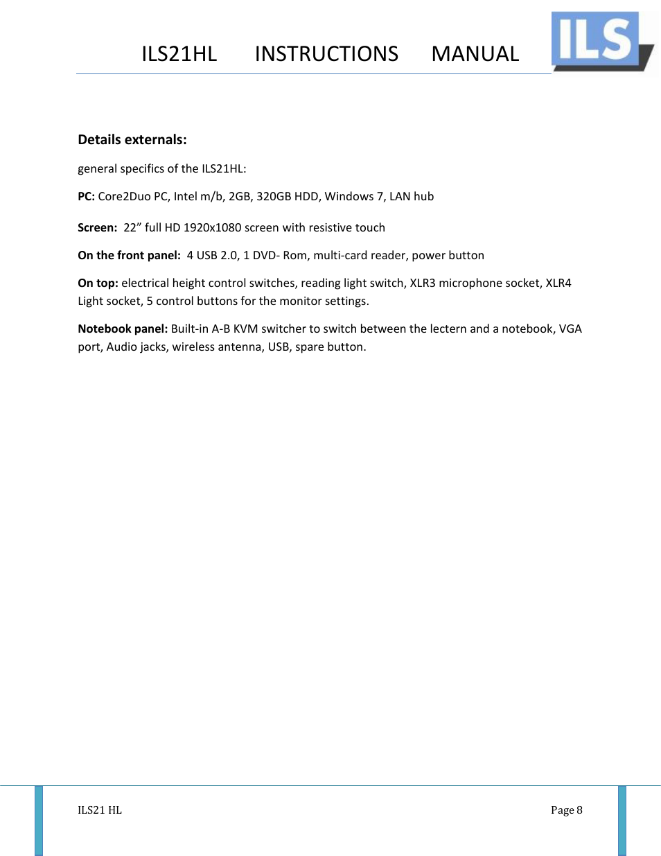 Ils21hl instructions manual | ILS ILS21H User Manual | Page 9 / 31