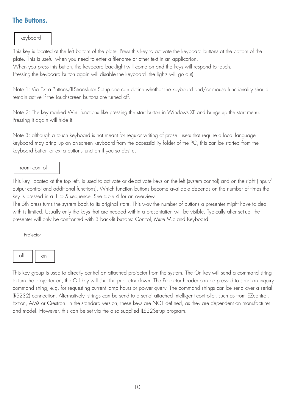 The buttons | ILS ILS22G winXP User Manual | Page 12 / 31