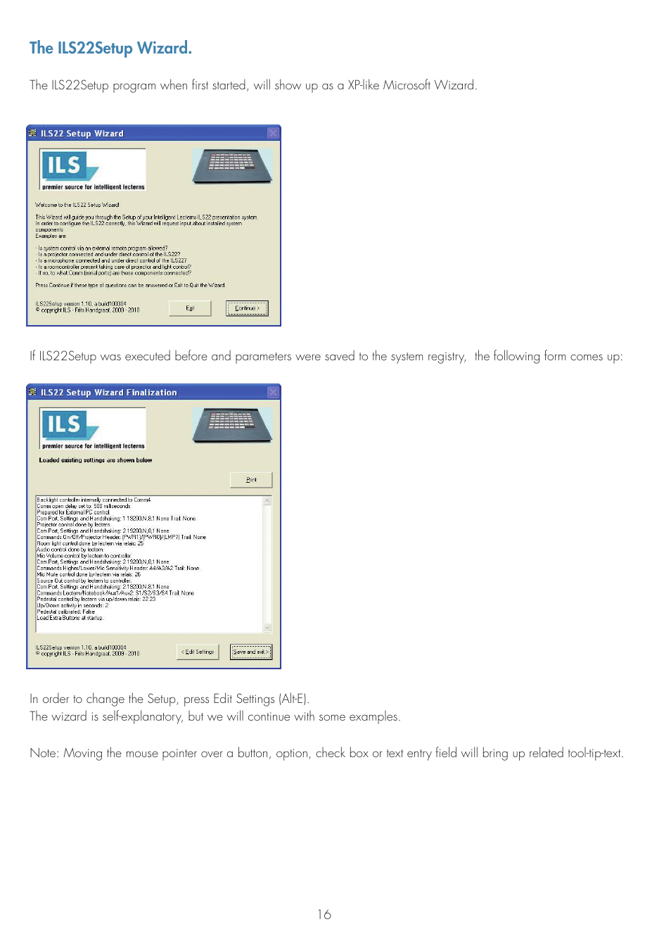 The ils22setup wizard | ILS ILS22G winXP User Manual | Page 18 / 31