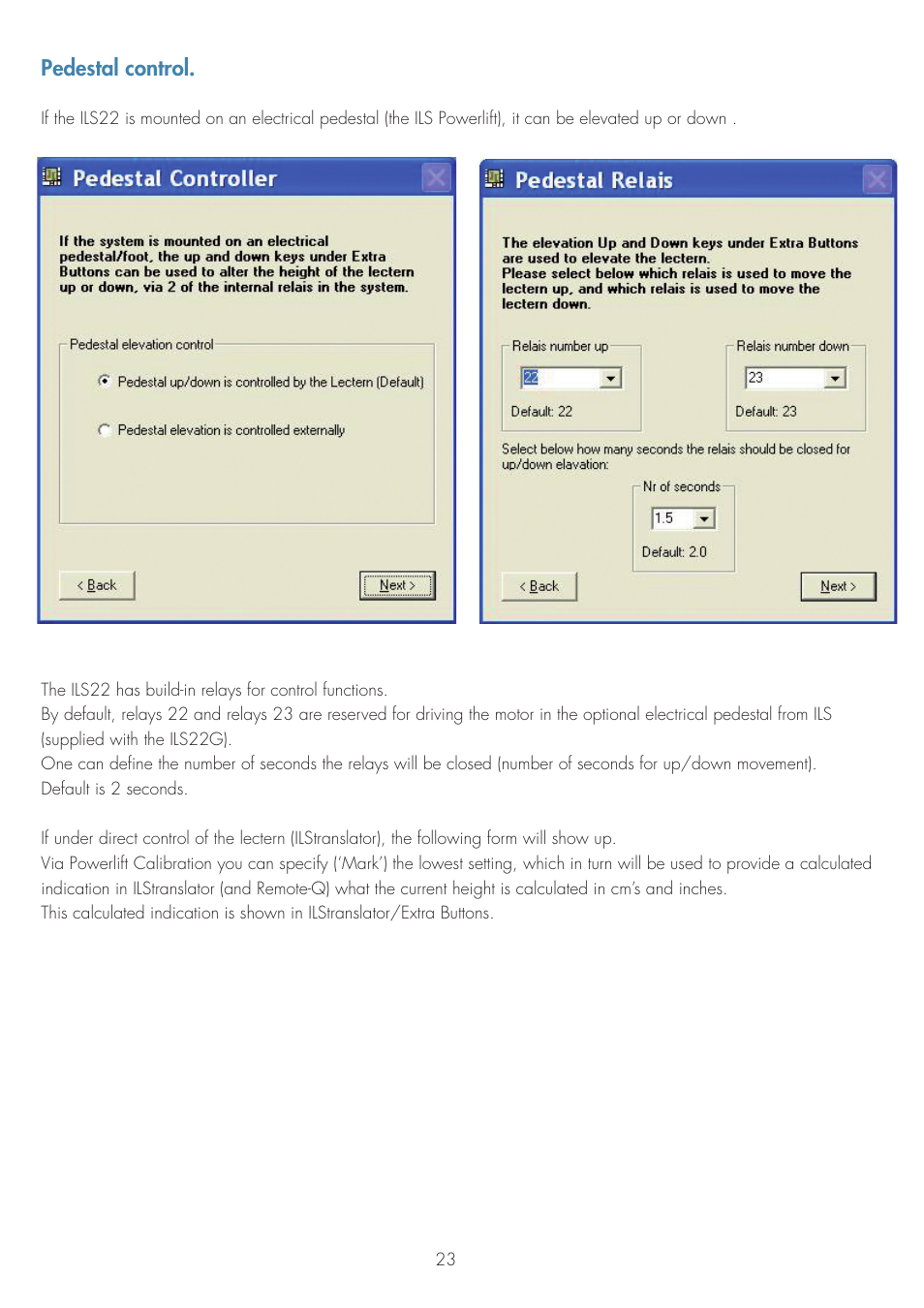Pedestal control | ILS ILS22G winXP User Manual | Page 25 / 31