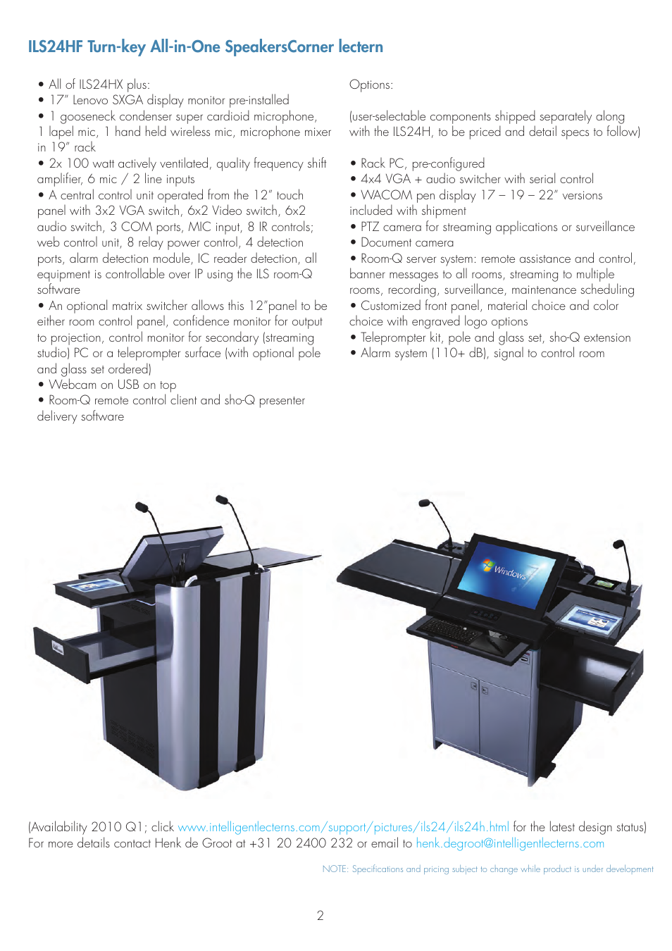 Ils24hf turn-key all-in-one speakerscorner lectern | ILS ILS24H User Manual | Page 2 / 2