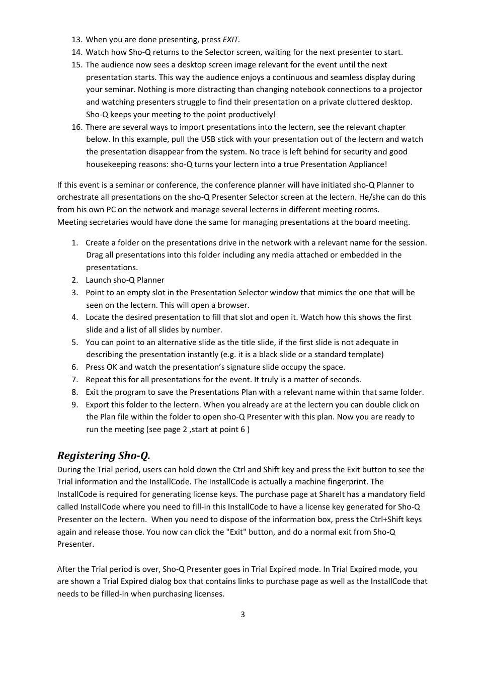 Registering sho­q | ILS Sho-Q User Manual | Page 3 / 15