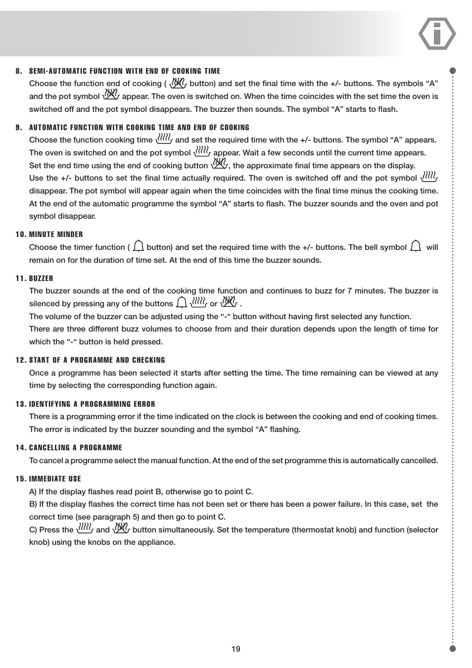 ilve UP60 Majestic User Manual | Page 19 / 48