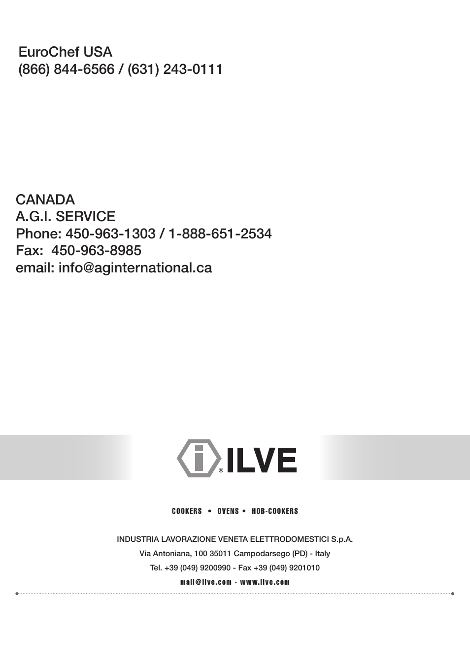 ilve UP60 Majestic User Manual | Page 48 / 48