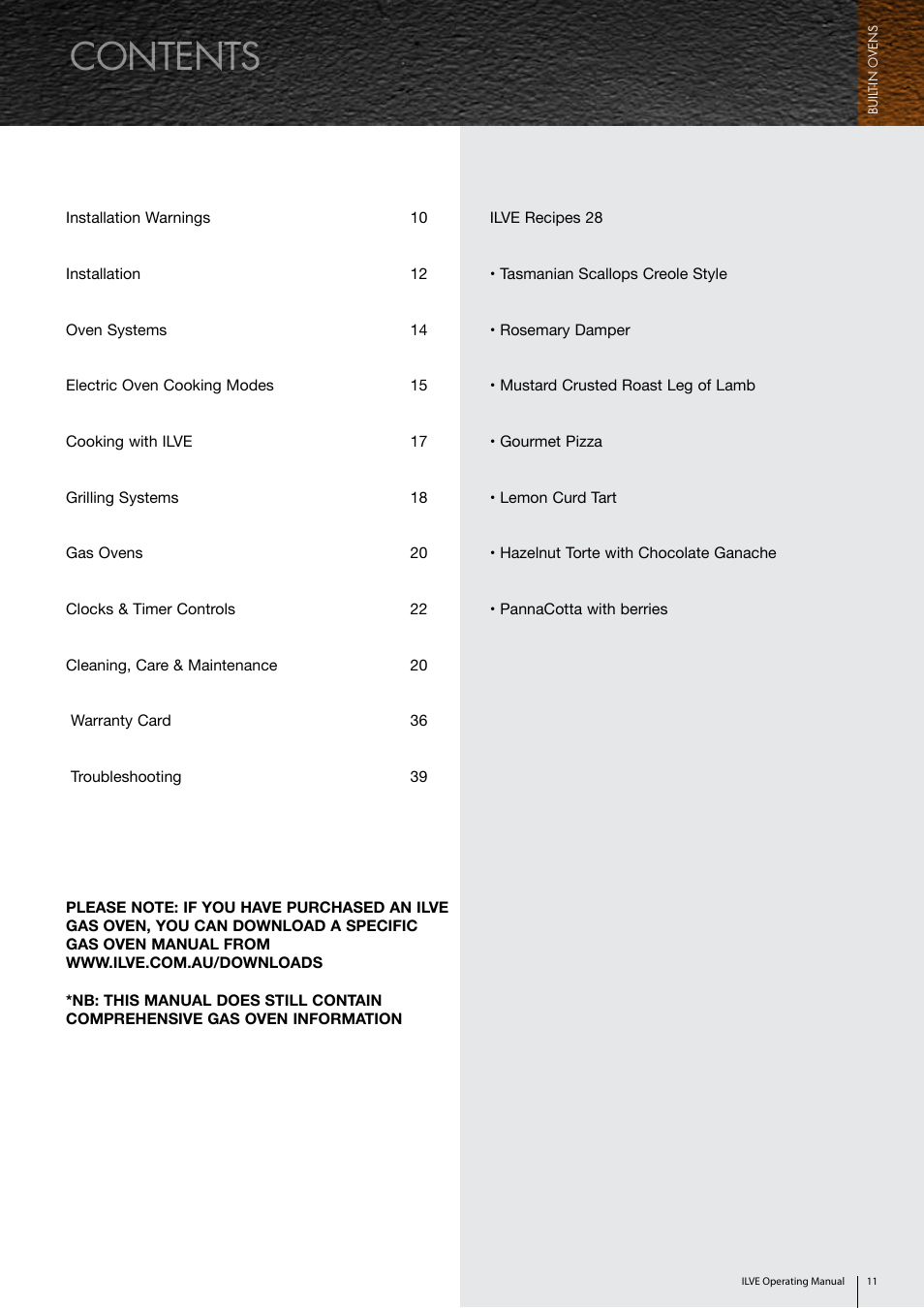 ilve Built-in Oven User Manual | Page 11 / 40