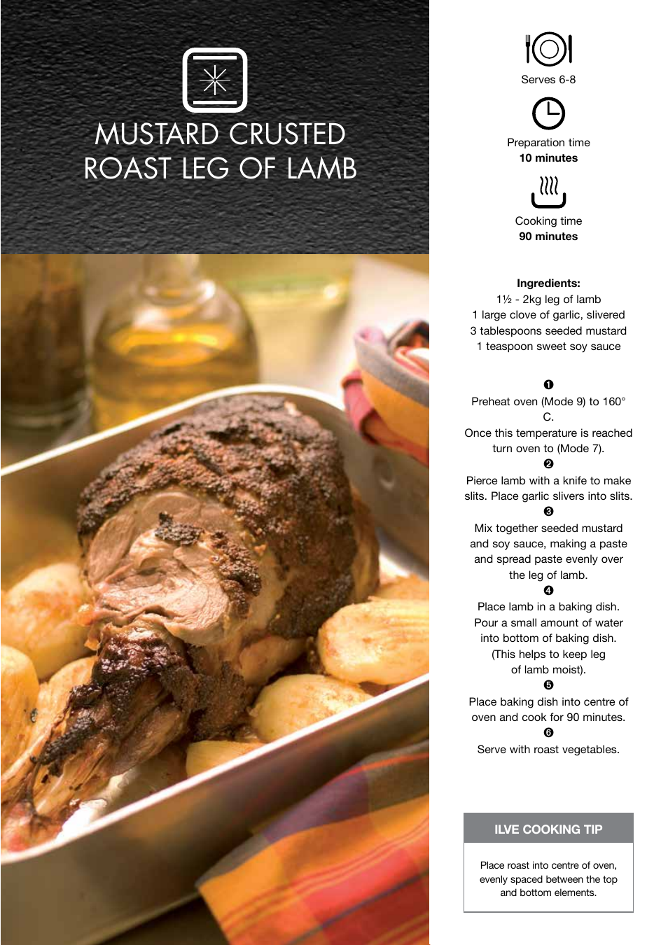 Mustard crusted roast leg of lamb | ilve Built-in Oven User Manual | Page 31 / 40