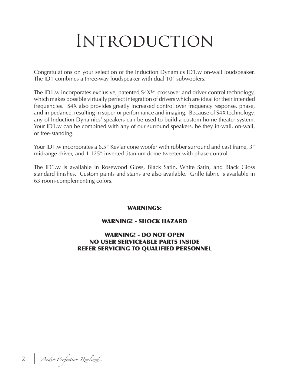 Introduction | Induction Dynamics ID1.w User Manual | Page 3 / 14