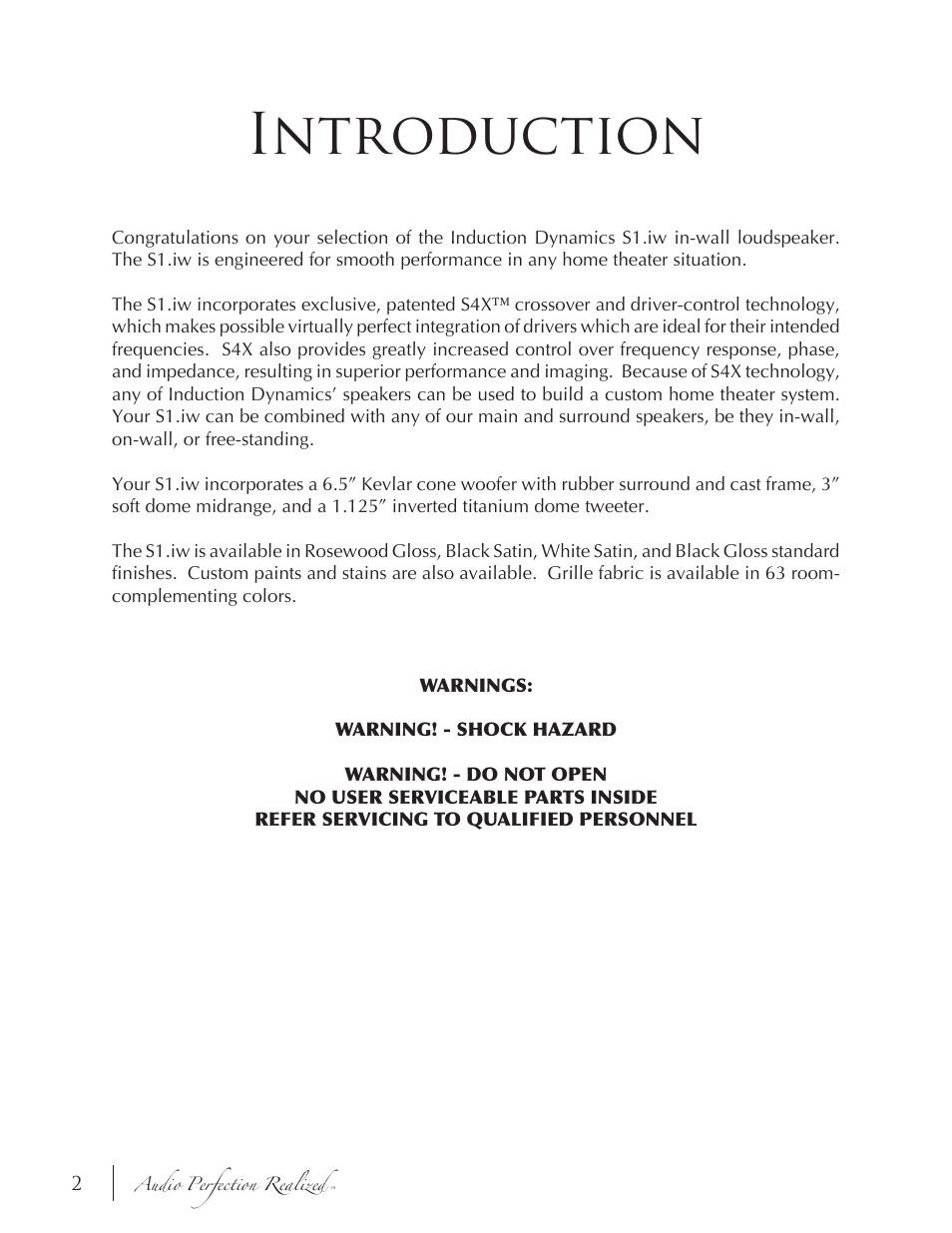 Introduction | Induction Dynamics S1.iw User Manual | Page 4 / 19