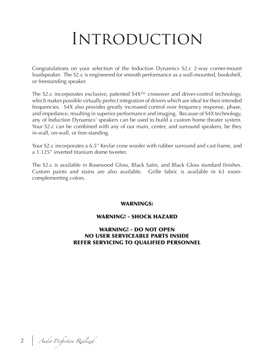 Introduction | Induction Dynamics S2.c User Manual | Page 3 / 14