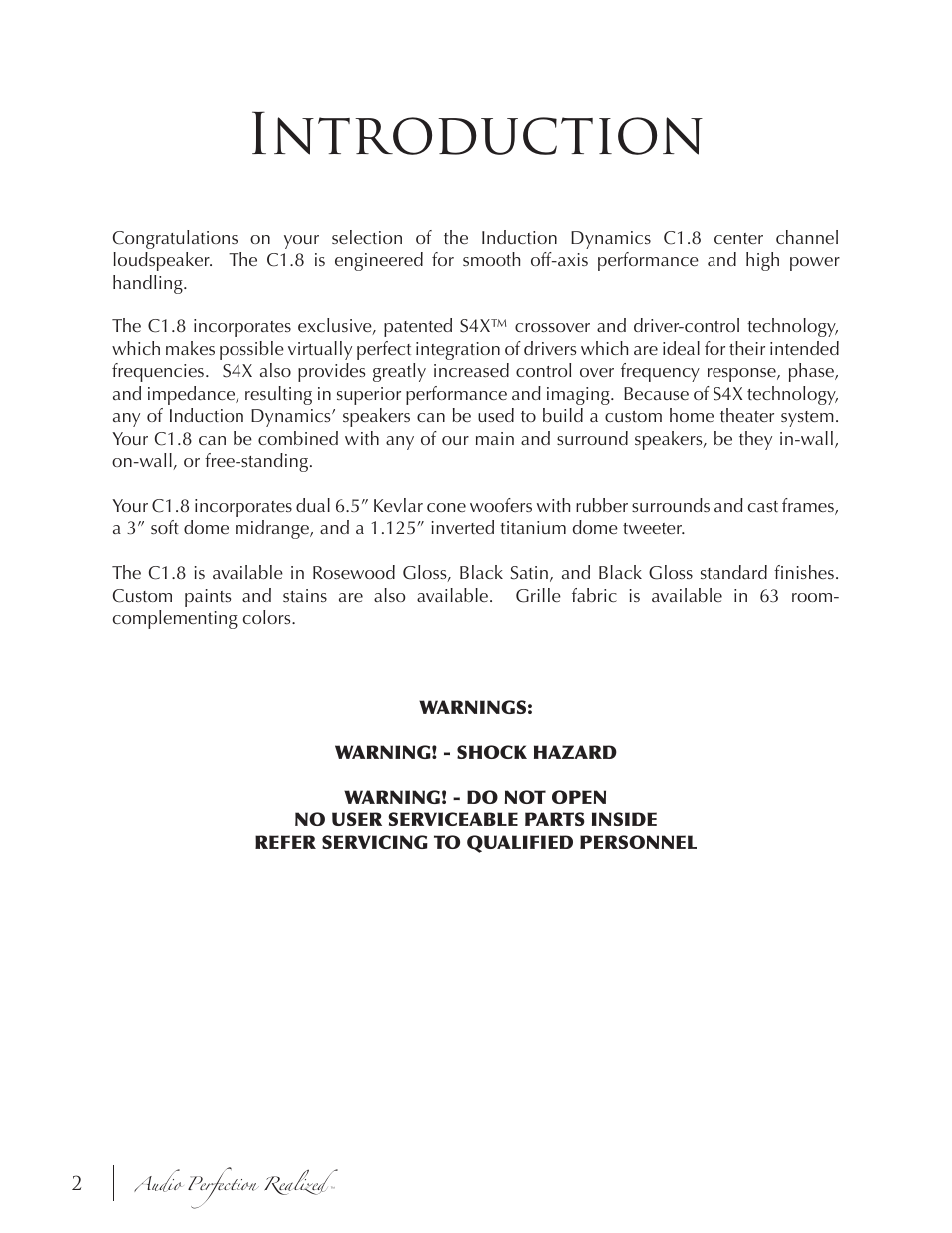 Introduction | Induction Dynamics C1.8 User Manual | Page 3 / 13
