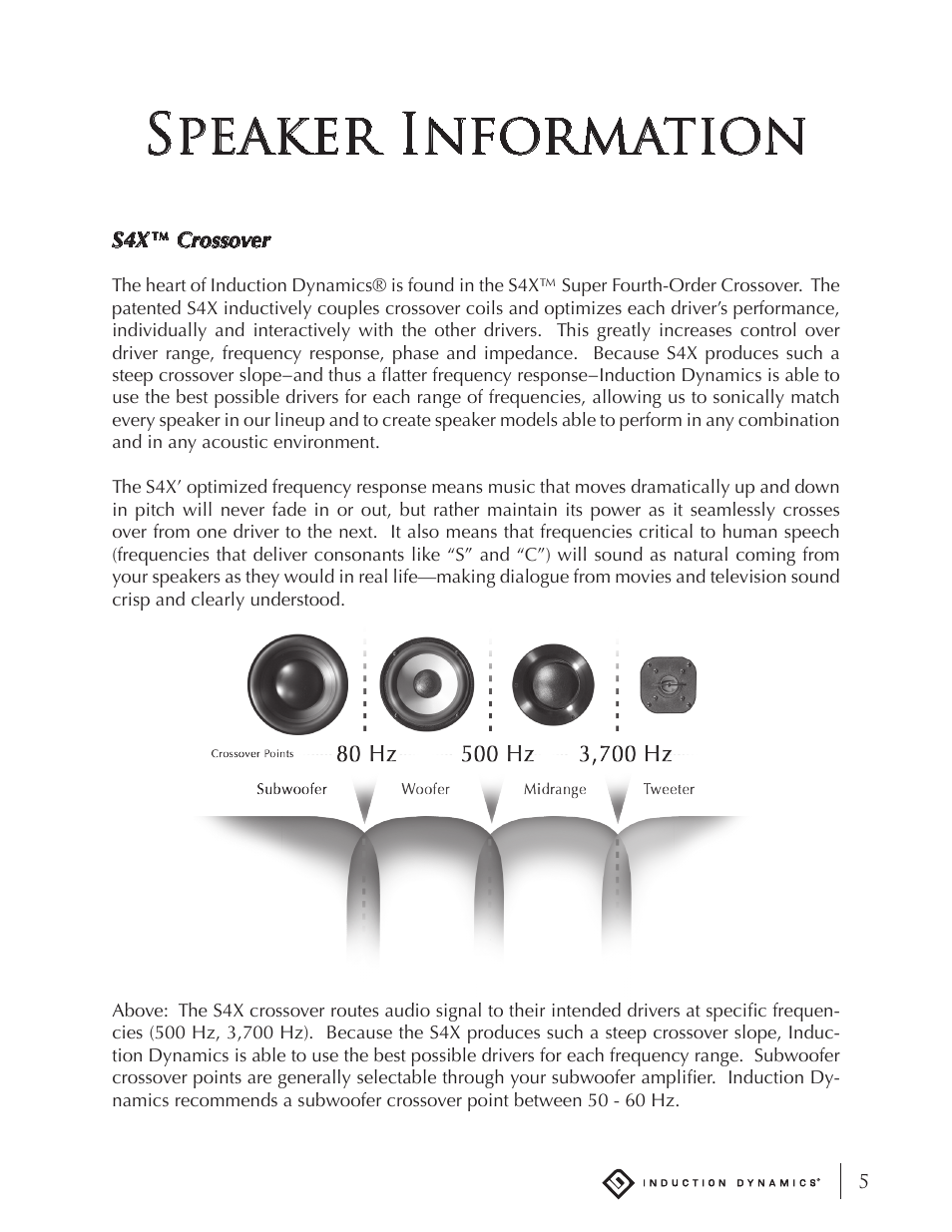 Speaker information | Induction Dynamics C1.8 User Manual | Page 6 / 13