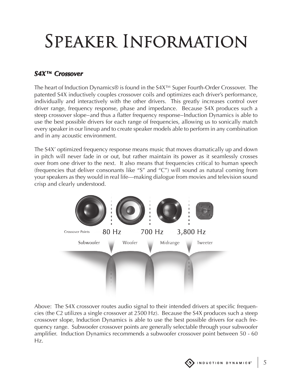 Speaker information | Induction Dynamics C2 User Manual | Page 6 / 13