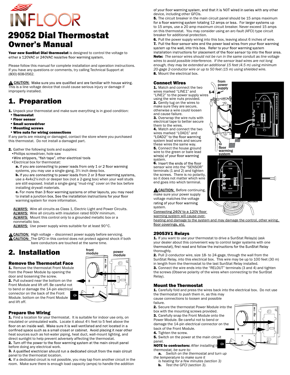 Infloor Thermostat 29052 User Manual | 2 pages