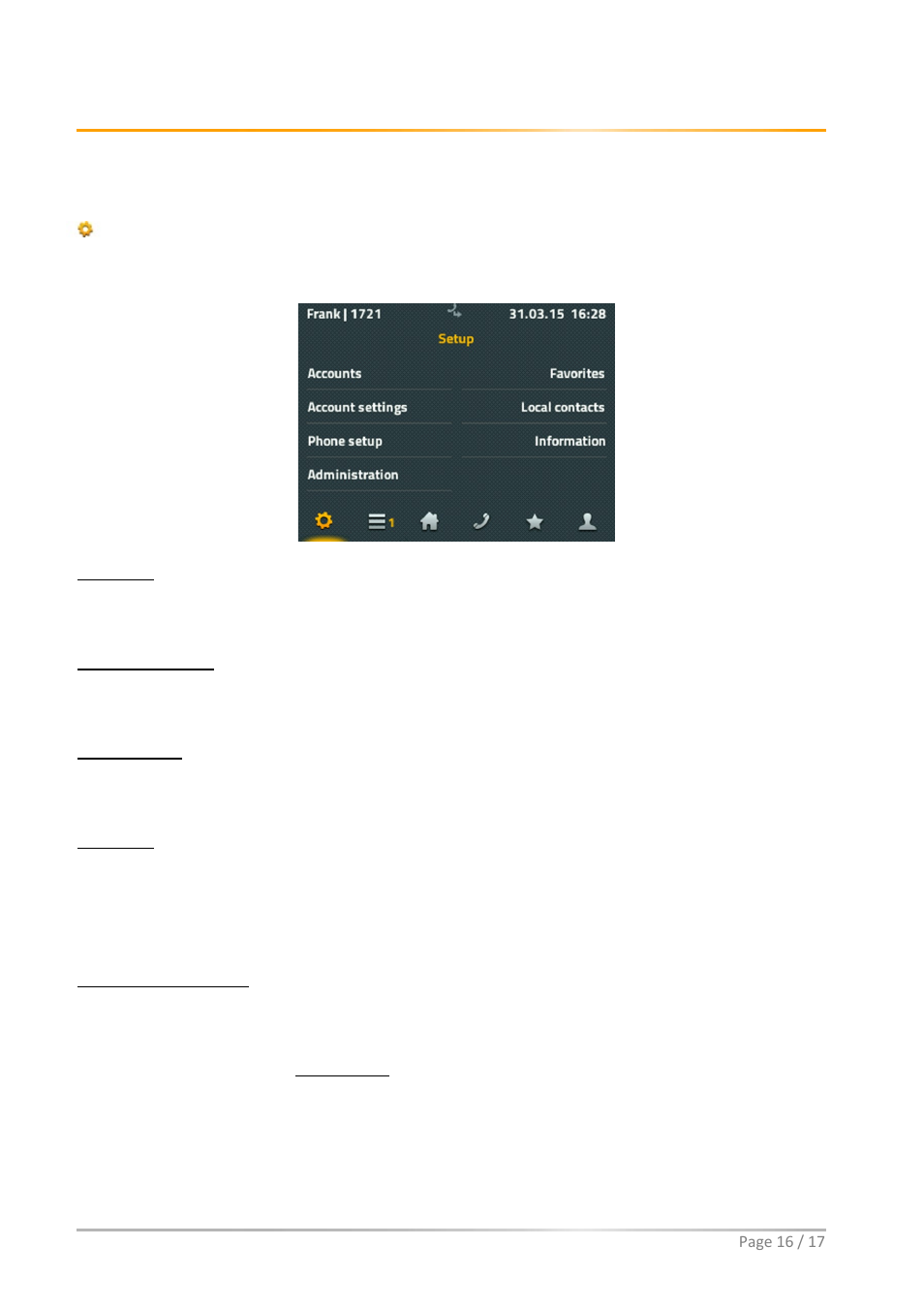Settings, Contacts | innovaphone IP222 User Manual | Page 16 / 17