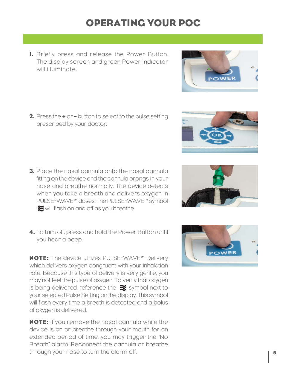 Operating your poc | Inova Labs XYC100B-P4L Quick Start User Manual | Page 5 / 8