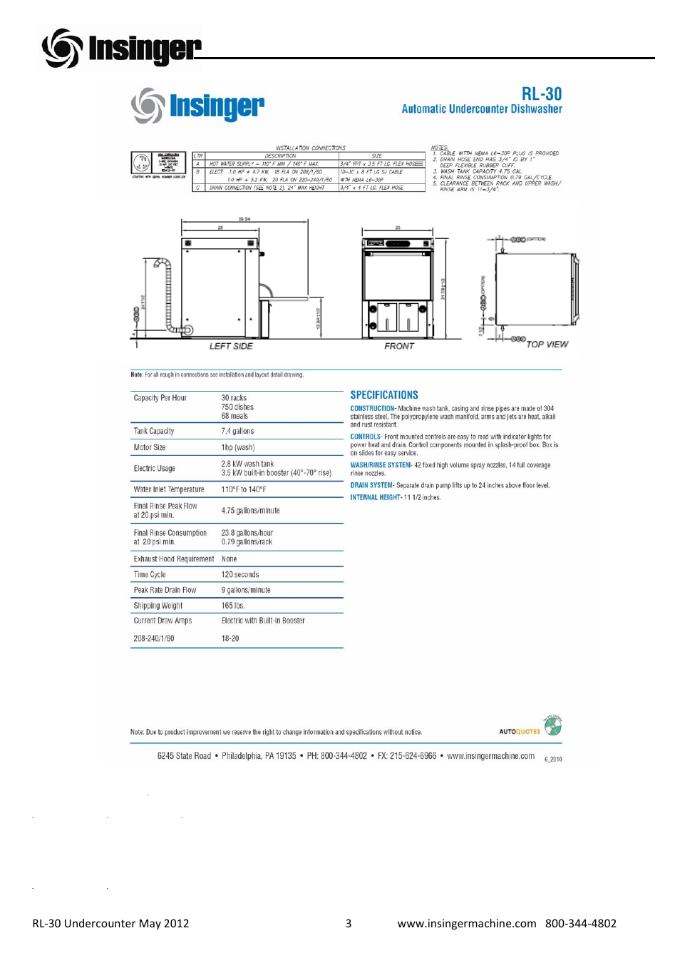 Insinger RL-30 User Manual | Page 4 / 39