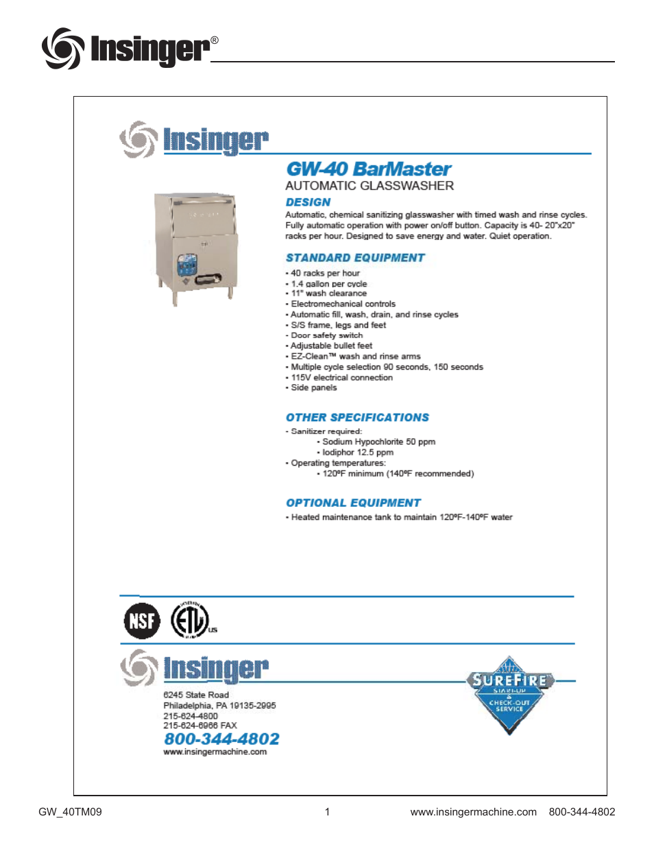 Insinger GW-40 User Manual | Page 3 / 38