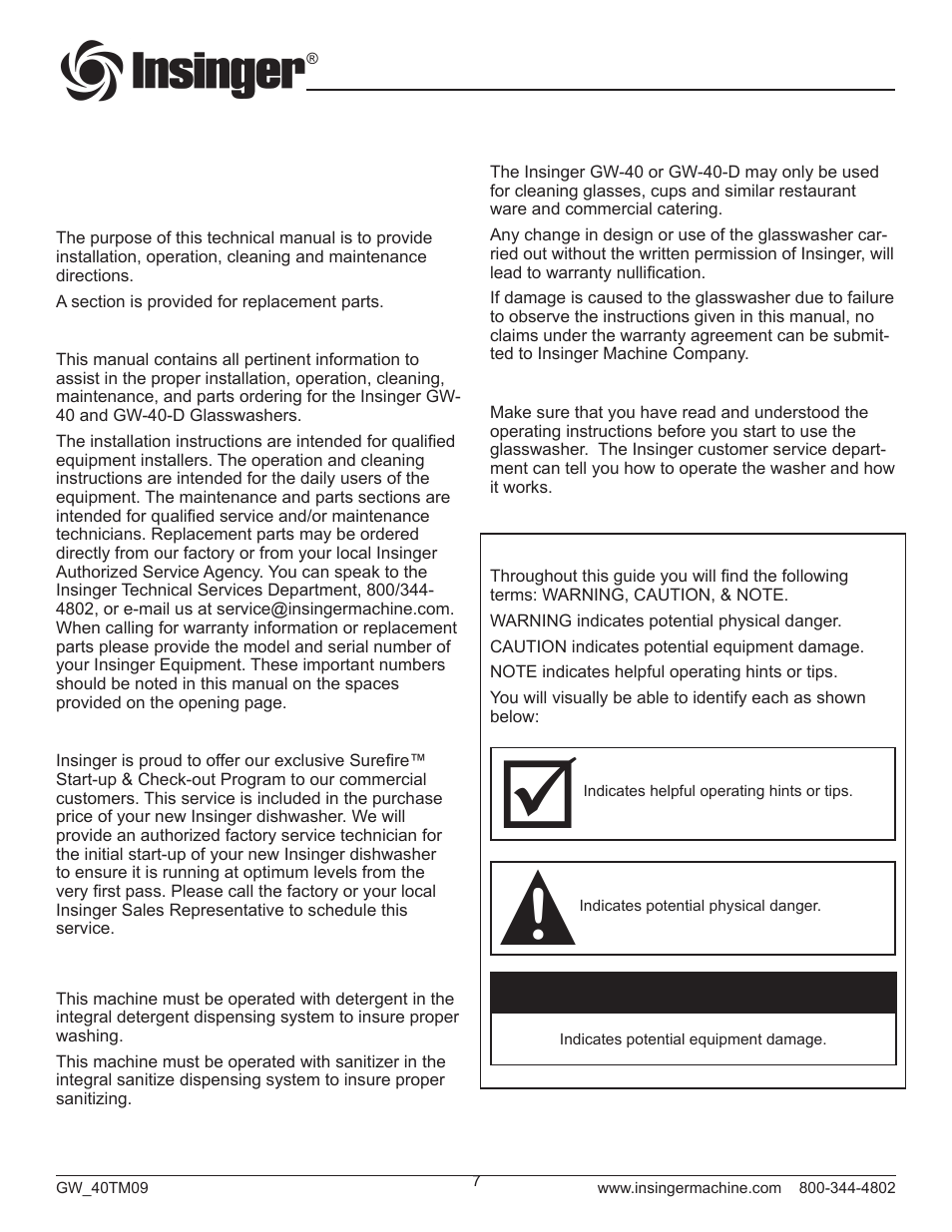 Insinger GW-40 User Manual | Page 9 / 38