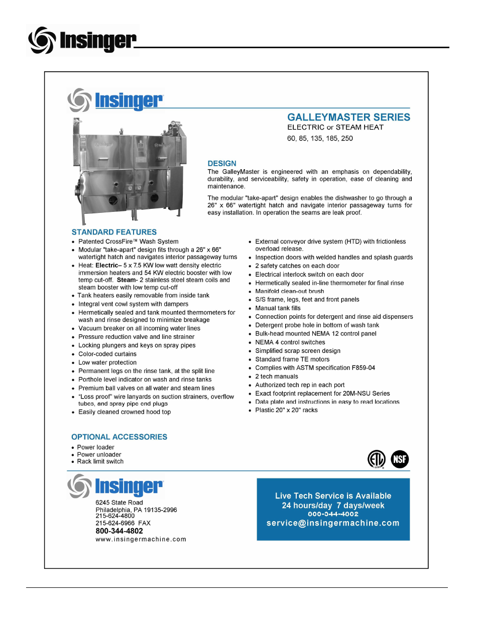 Insinger GalleyMaster Series User Manual | Page 7 / 81