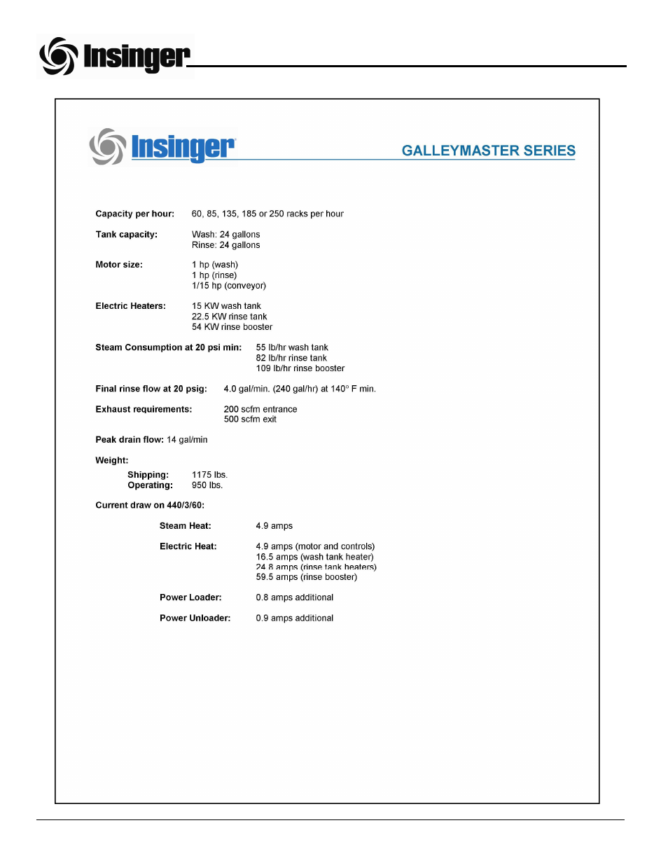 Insinger GalleyMaster Series User Manual | Page 8 / 81