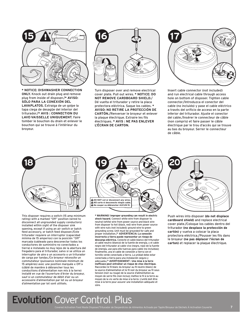 Evolution cover control, Plus | InSinkErator Evolution Cover Control Plus User Manual | Page 7 / 16