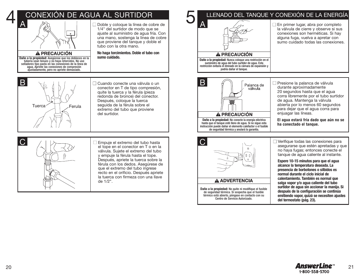 Conexión de agua al surtidor | InSinkErator Hot1 User Manual | Page 11 / 18