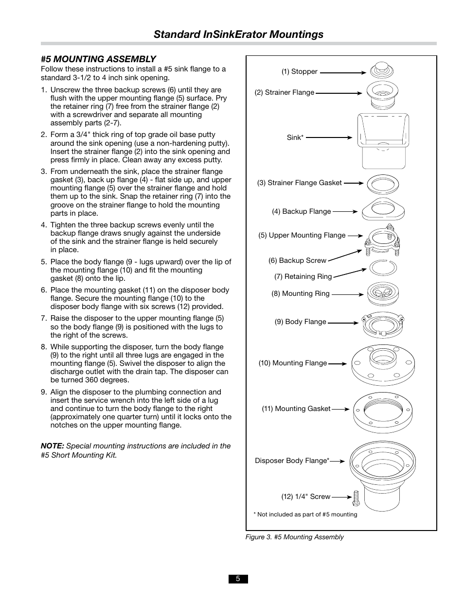 Standard insinkerator mountings | InSinkErator SS-50 User Manual | Page 5 / 11