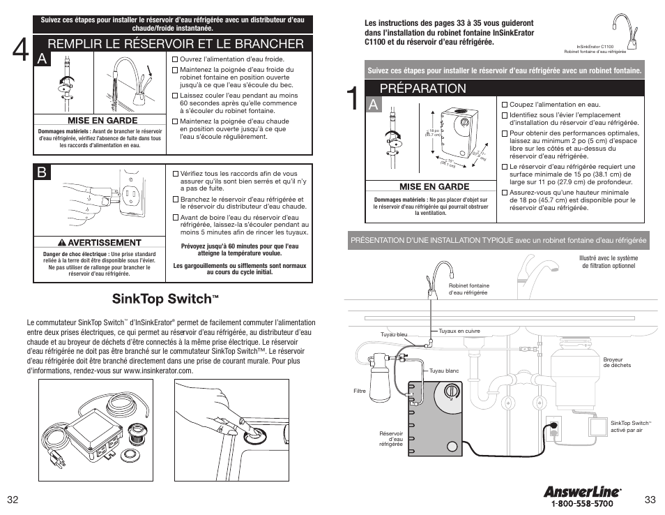 Préparation, Remplir le réservoir et le brancher | InSinkErator F-C1100 Cold Only Faucet User Manual | Page 17 / 20