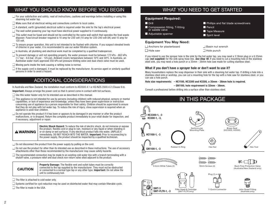 What you need to get started | InSinkErator HC3300 User Manual | Page 2 / 80