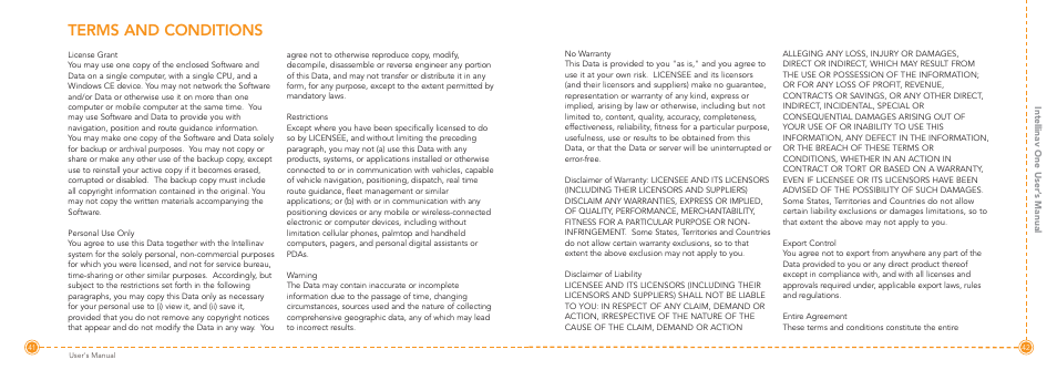 Terms and conditions | Intellinav 1 User Manual | Page 22 / 26