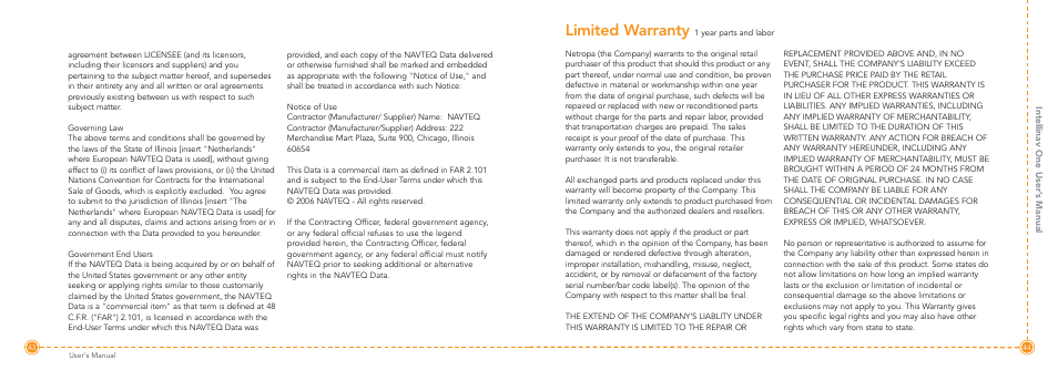 Limited warranty | Intellinav 1 User Manual | Page 23 / 26