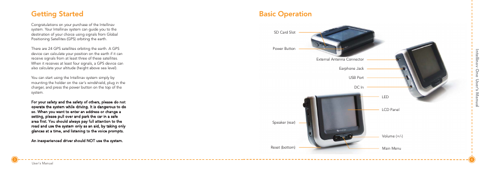 Basic operation, Getting started | Intellinav 1 User Manual | Page 3 / 26