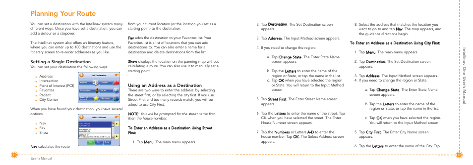 Planning your route | Intellinav 1 User Manual | Page 7 / 26