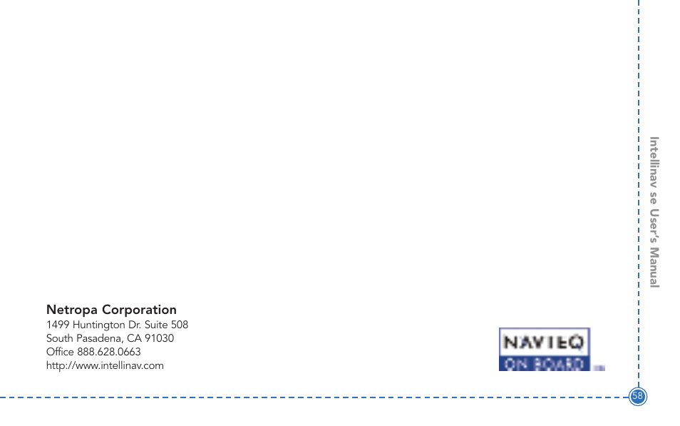 Intellinav SE User Manual | Page 60 / 60