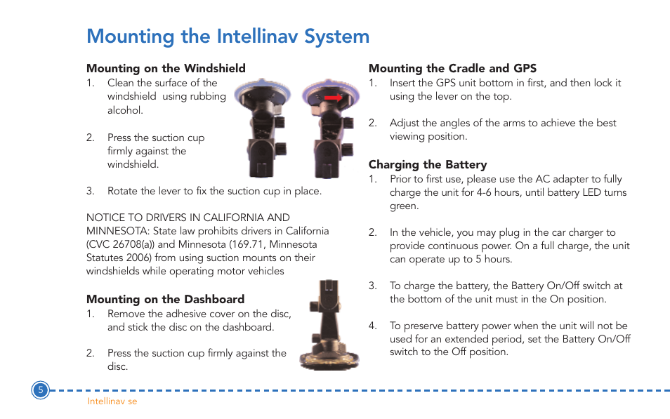 Mounting the intellinav system | Intellinav SE User Manual | Page 7 / 60