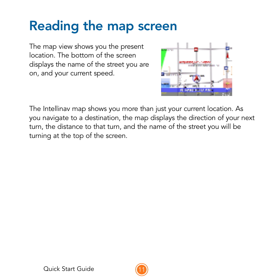 Reading the map screen | Intellinav SE Quick Start User Manual | Page 13 / 26