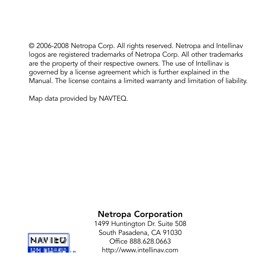 Netropa corporation | Intellinav SE Quick Start User Manual | Page 26 / 26