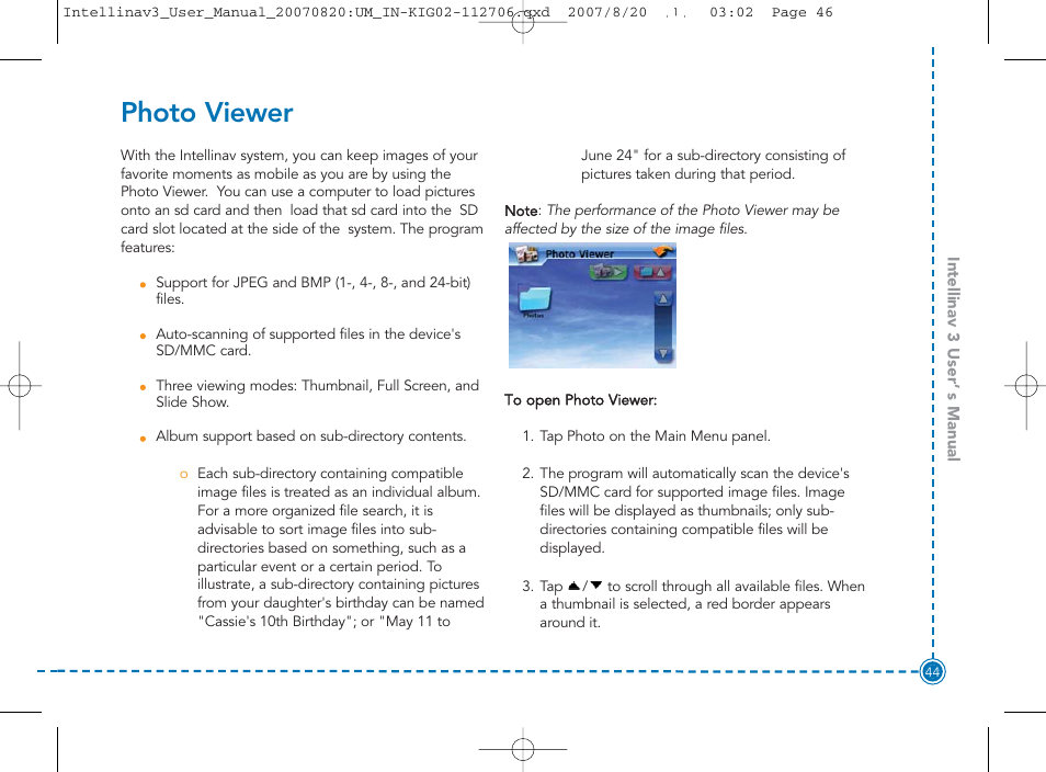 Photo viewer | Intellinav 3 User Manual | Page 45 / 60